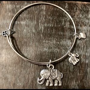 Expandable stainless-steel Elephant charm bangle